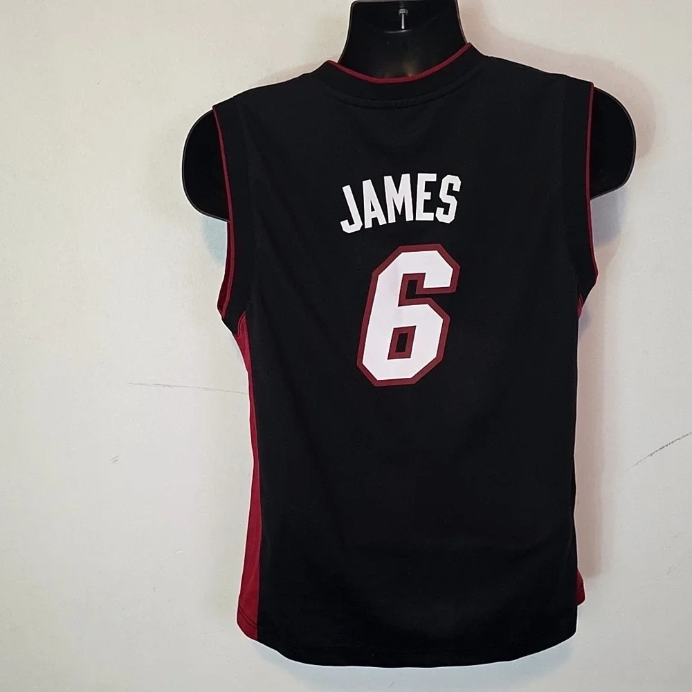 Adidas Miami Heat #6 Labron James Jersey‎ Black Red NBA Youth L BBall Fan gear